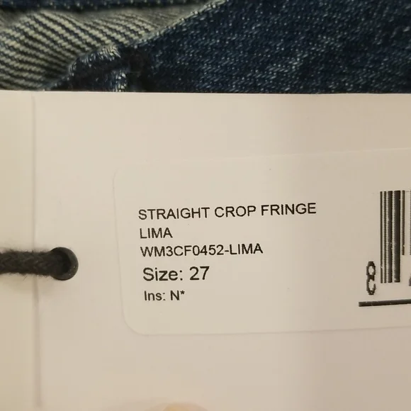 💕3x1💕 Straight Crop Fringe Jean Button Fly High Waisted Cropped ~ Lima 27 NWT